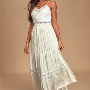 Lulus jamille white crochet maxi dress
